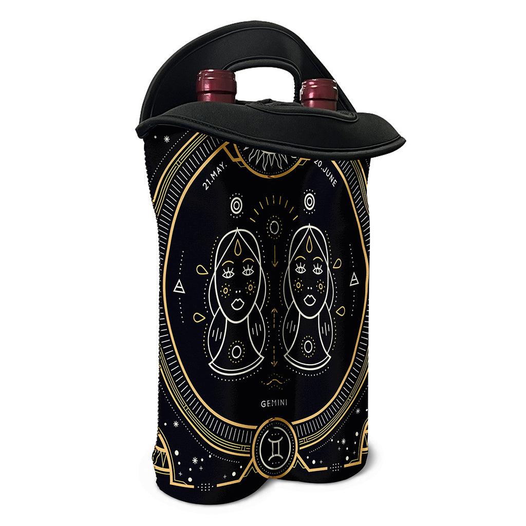 Vintage Gemini Zodiac Sign Print Double Neoprene Wine Tote