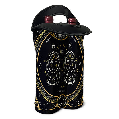 Vintage Gemini Zodiac Sign Print Double Neoprene Wine Tote
