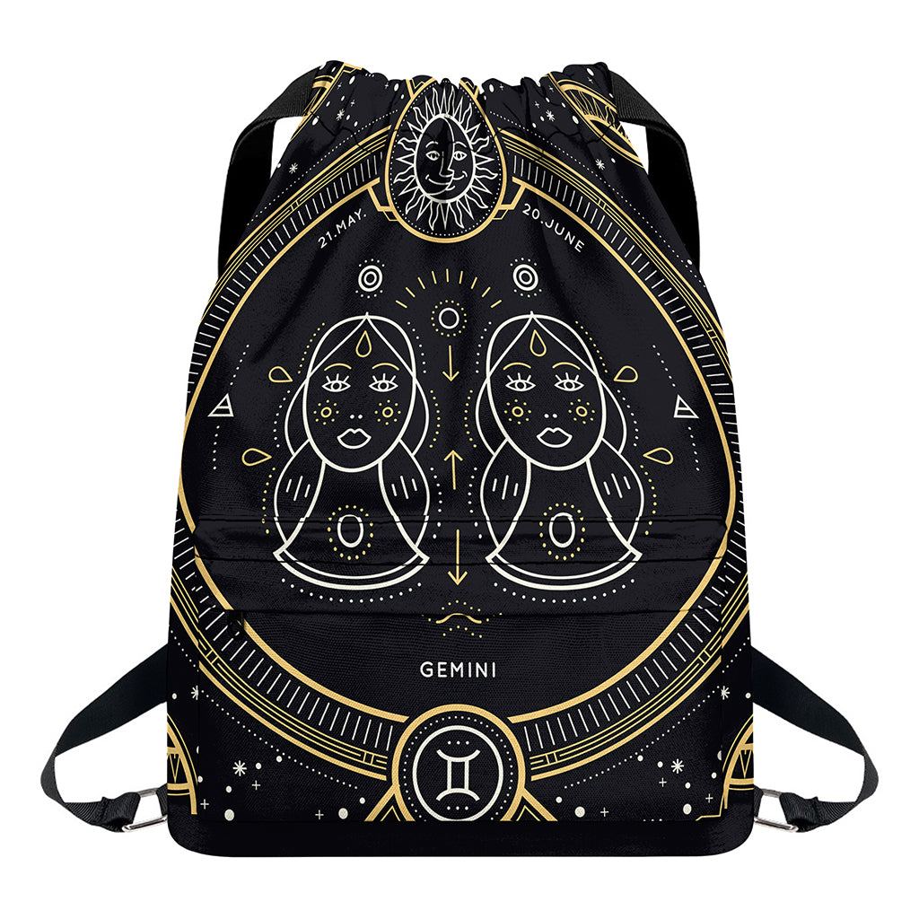 Vintage Gemini Zodiac Sign Print Drawstring Backpack
