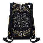 Vintage Gemini Zodiac Sign Print Drawstring Backpack