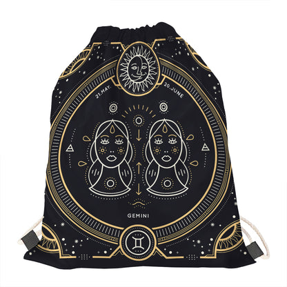 Vintage Gemini Zodiac Sign Print Drawstring Bag