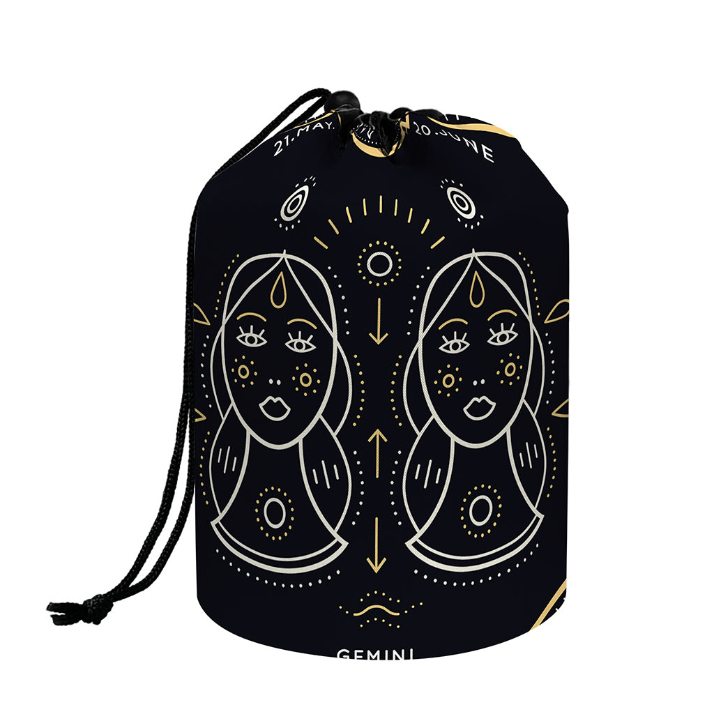 Vintage Gemini Zodiac Sign Print Drawstring Makeup Bag