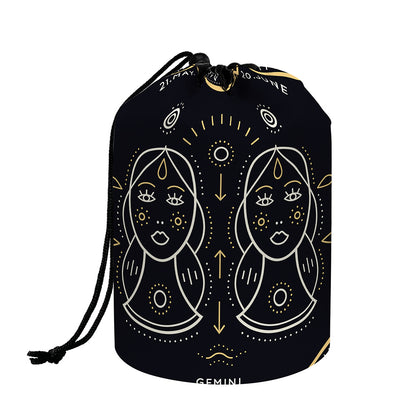 Vintage Gemini Zodiac Sign Print Drawstring Makeup Bag