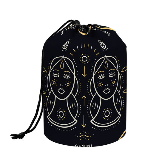 Vintage Gemini Zodiac Sign Print Drawstring Makeup Bag