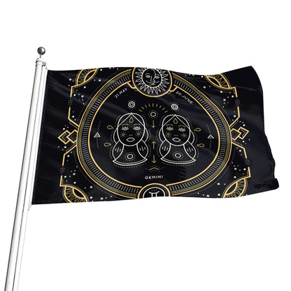 Vintage Gemini Zodiac Sign Print Flag
