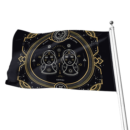 Vintage Gemini Zodiac Sign Print Flag