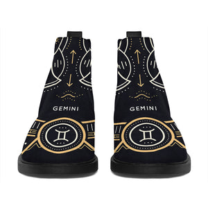 Vintage Gemini Zodiac Sign Print Flat Ankle Boots