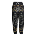 Vintage Gemini Zodiac Sign Print Fleece Lined Knit Pants
