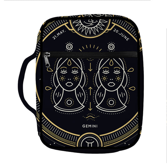 Vintage Gemini Zodiac Sign Print Front Pocket Bible Bag