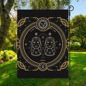 Vintage Gemini Zodiac Sign Print Garden Flag