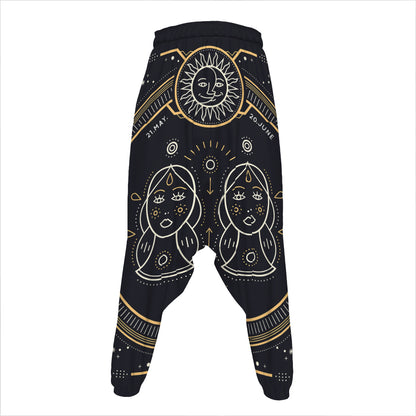 Vintage Gemini Zodiac Sign Print Hammer Pants