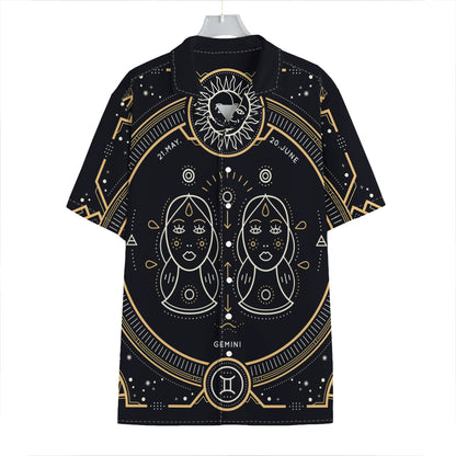 Vintage Gemini Zodiac Sign Print Hawaiian Shirt