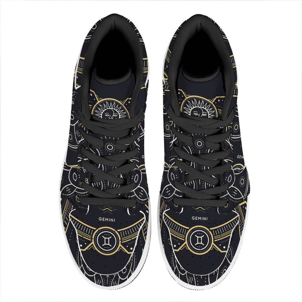 Vintage Gemini Zodiac Sign Print High Top Leather Sneakers