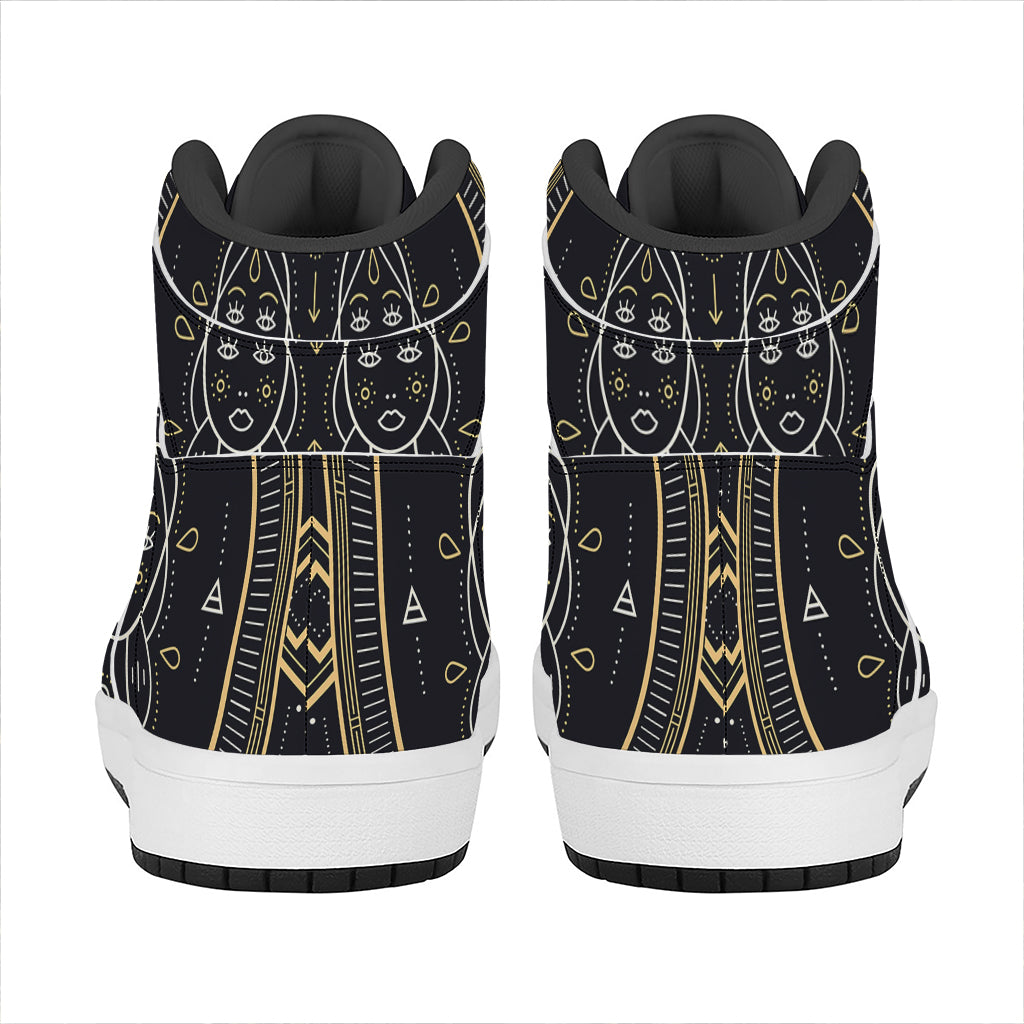 Vintage Gemini Zodiac Sign Print High Top Leather Sneakers