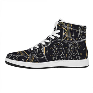 Vintage Gemini Zodiac Sign Print High Top Leather Sneakers