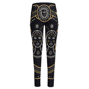 Vintage Gemini Zodiac Sign Print High-Waisted Pocket Leggings