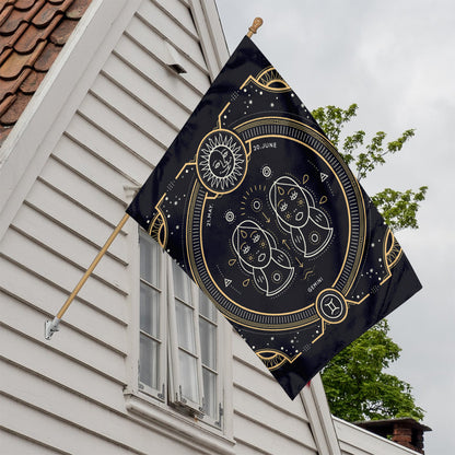 Vintage Gemini Zodiac Sign Print House Flag