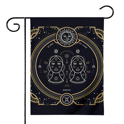 Vintage Gemini Zodiac Sign Print House Flag
