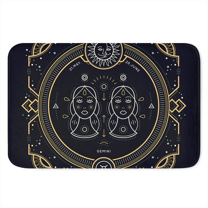Vintage Gemini Zodiac Sign Print Indoor Door Mat