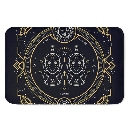 Vintage Gemini Zodiac Sign Print Indoor Door Mat