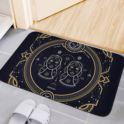 Vintage Gemini Zodiac Sign Print Indoor Door Mat