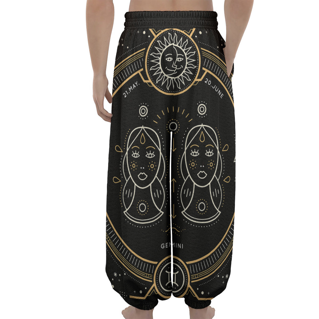 Vintage Gemini Zodiac Sign Print Lantern Pants