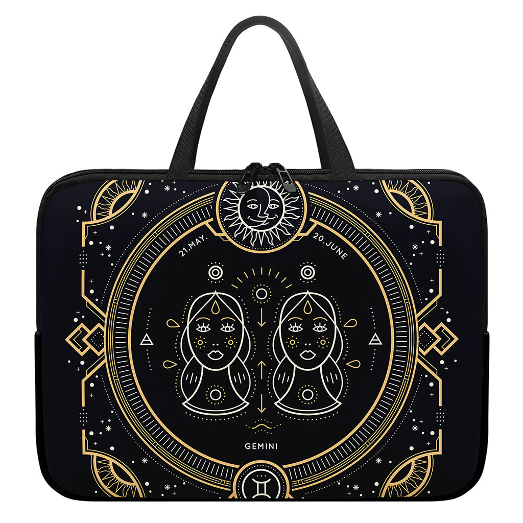 Vintage Gemini Zodiac Sign Print Laptop Sleeve With Handle