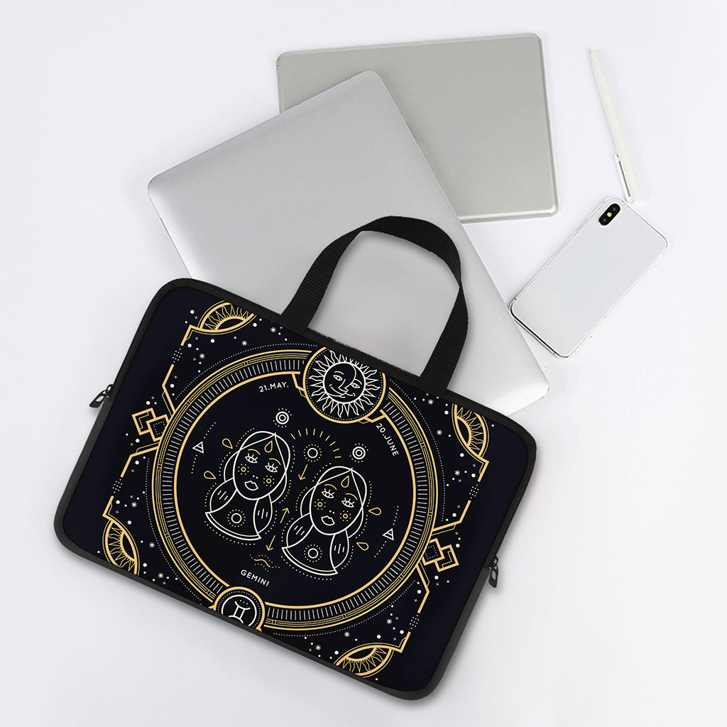 Vintage Gemini Zodiac Sign Print Laptop Sleeve With Handle