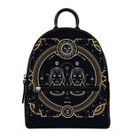 Vintage Gemini Zodiac Sign Print Leather Backpack