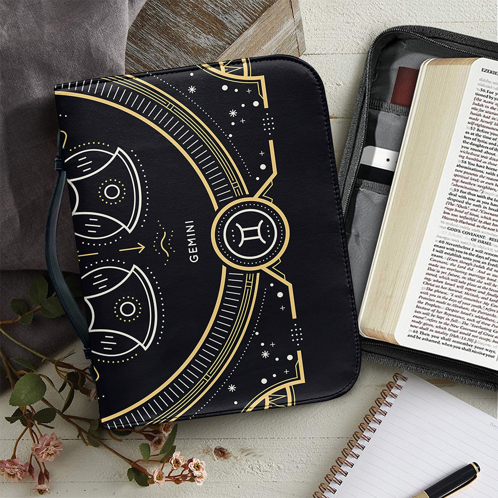 Vintage Gemini Zodiac Sign Print Leather Bible Cover
