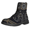 Vintage Gemini Zodiac Sign Print Lace-Up Boots