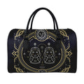 Vintage Gemini Zodiac Sign Print Leather Duffel Bag