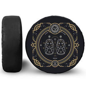 Vintage Gemini Zodiac Sign Print Leather Spare Tire Cover