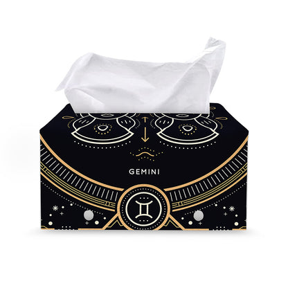 Vintage Gemini Zodiac Sign Print Leather Tissue Box Cover