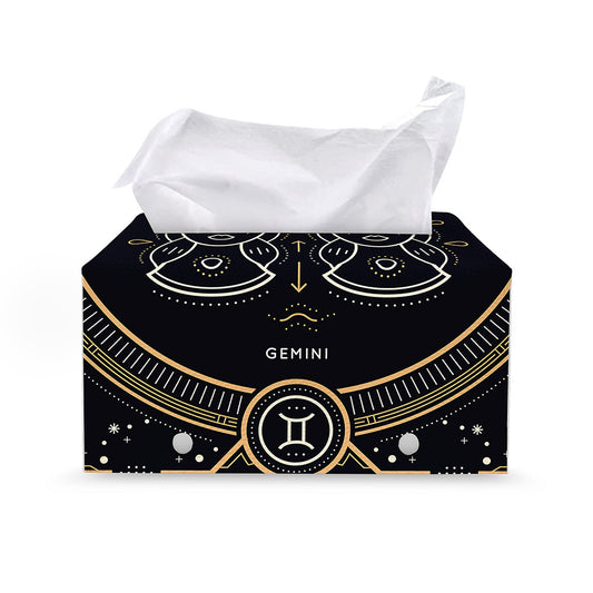 Vintage Gemini Zodiac Sign Print Leather Tissue Box Cover