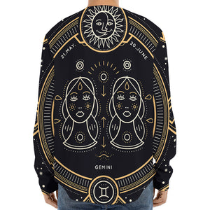 Vintage Gemini Zodiac Sign Print Long Sleeve Baseball Jersey