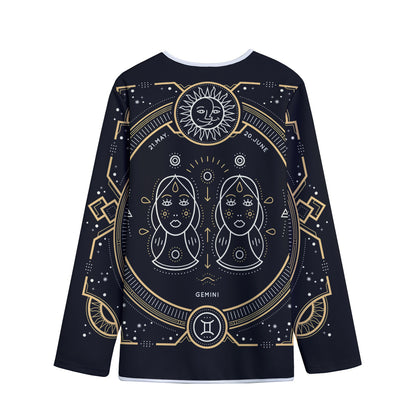 Vintage Gemini Zodiac Sign Print Long Sleeve Short Coat