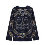 Vintage Gemini Zodiac Sign Print Long Sleeve Short Coat