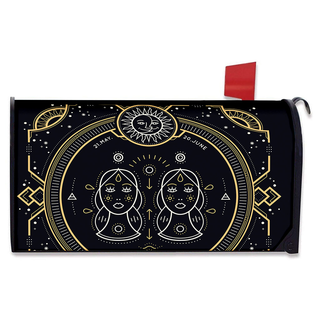 Vintage Gemini Zodiac Sign Print Mailbox Cover