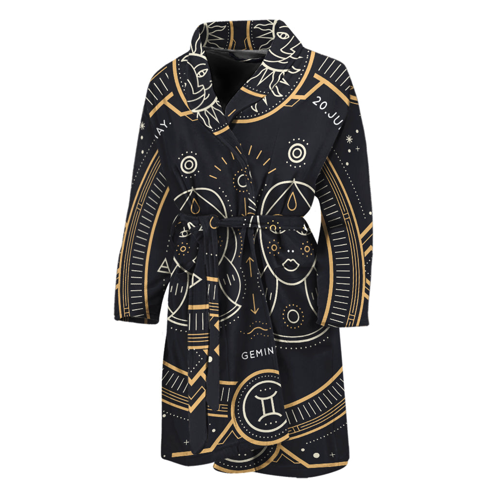 Vintage Gemini Zodiac Sign Print Men's Bathrobe