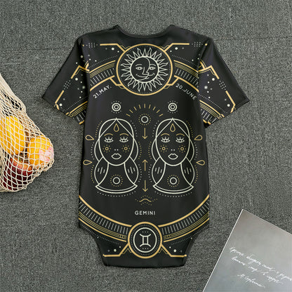 Vintage Gemini Zodiac Sign Print Men's Bodysuit