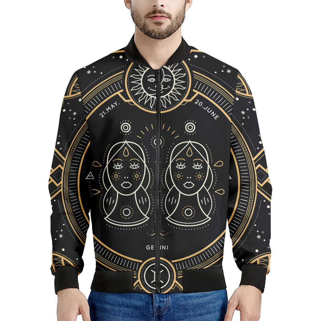Vintage Gemini Zodiac Sign Print Men's Bomber Jacket
