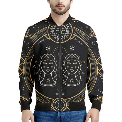Vintage Gemini Zodiac Sign Print Men's Bomber Jacket