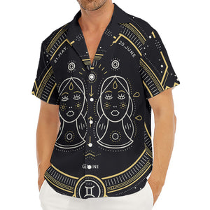 Vintage Gemini Zodiac Sign Print Men's Deep V-Neck Shirt