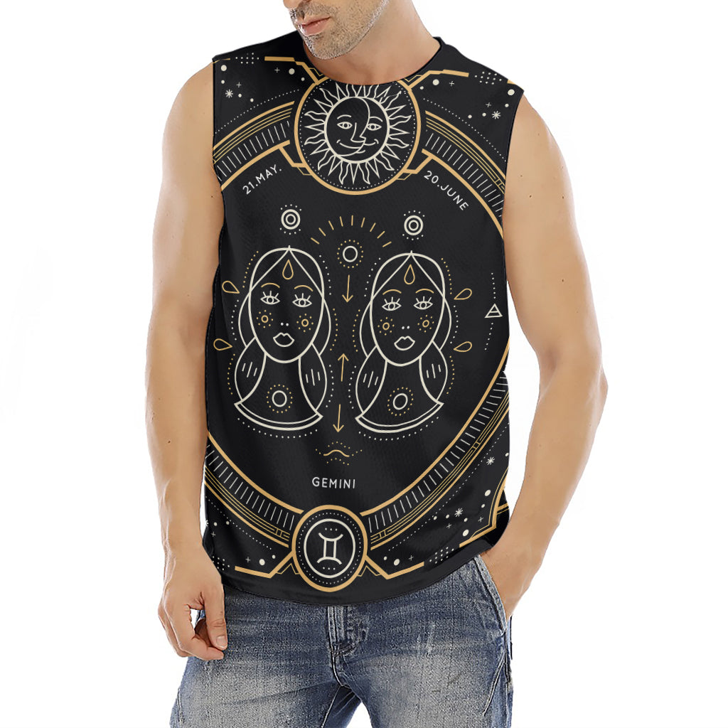 Vintage Gemini Zodiac Sign Print Men's Fitness Tank Top