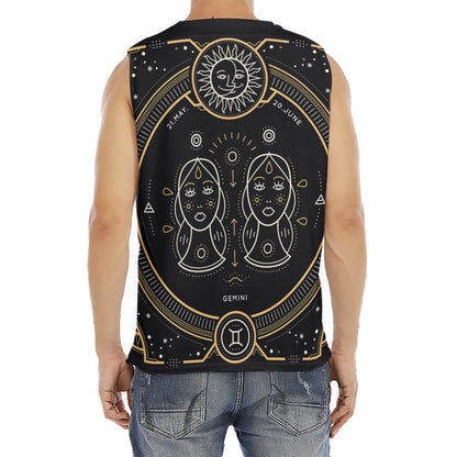 Vintage Gemini Zodiac Sign Print Men's Fitness Tank Top