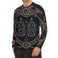 Vintage Gemini Zodiac Sign Print Men's Long Sleeve Rash Guard