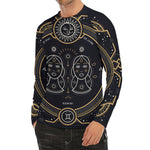 Vintage Gemini Zodiac Sign Print Men's Long Sleeve Rash Guard