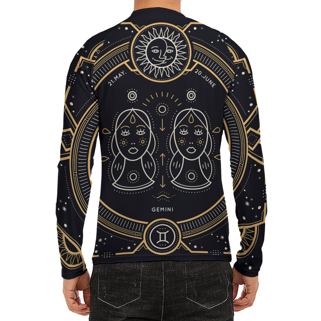 Vintage Gemini Zodiac Sign Print Men's Long Sleeve Rash Guard