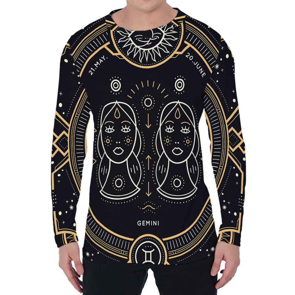 Vintage Gemini Zodiac Sign Print Men's Long Sleeve T-Shirt